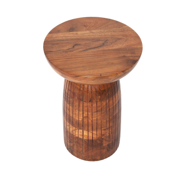 Millwood Pines Bourn Solid Wood Drum End Table Wayfair